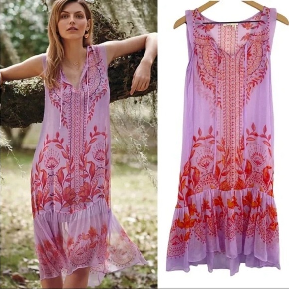 ANTHROPOLOGIE Floreat Orchid Floral Dress size 6 - Picture 1 of 9